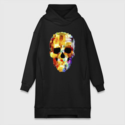 Женское худи-платье Color skull - sketch, цвет: черный