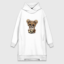 Женское худи-платье Футбол - Гепард, цвет: белый