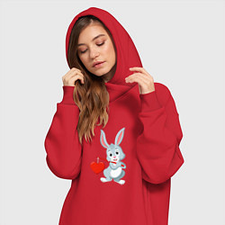 Женское худи-платье Влюблённый кролик, цвет: красный — фото 2