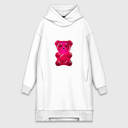 Женское худи-платье Мармеладный мишка, цвет: белый