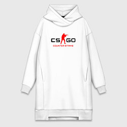 Женское худи-платье Counter Strike логотип, цвет: белый