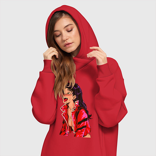 Женская толстовка-платье Мисато Кацураги ahegao / Красный – фото 3