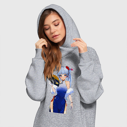 Женская толстовка-платье Аяка в красивом платье - Геншин / Меланж – фото 3