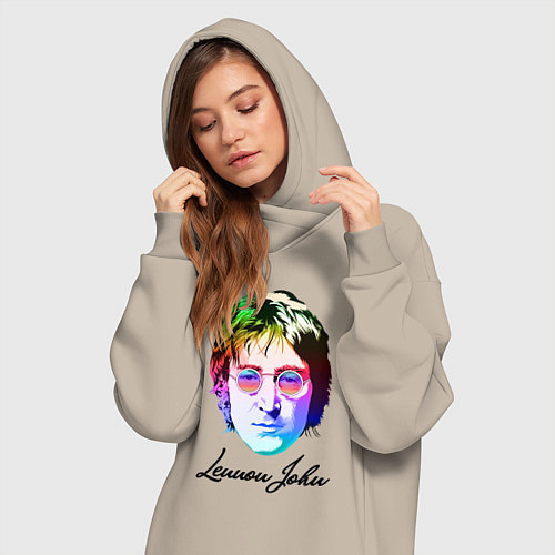 Женская толстовка-платье Леннон Джон / Миндальный – фото 3