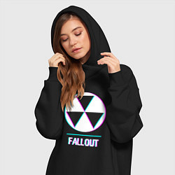 Женское худи-платье Fallout в стиле glitch и баги графики, цвет: черный — фото 2