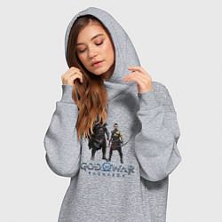 Женское худи-платье Отец и сын GoW Ragnarok, цвет: меланж — фото 2