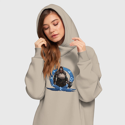 Женская толстовка-платье Тор GoW Ragnarok / Миндальный – фото 3