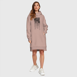 Женское худи-платье Зебра - штрих код, цвет: пыльно-розовый — фото 2