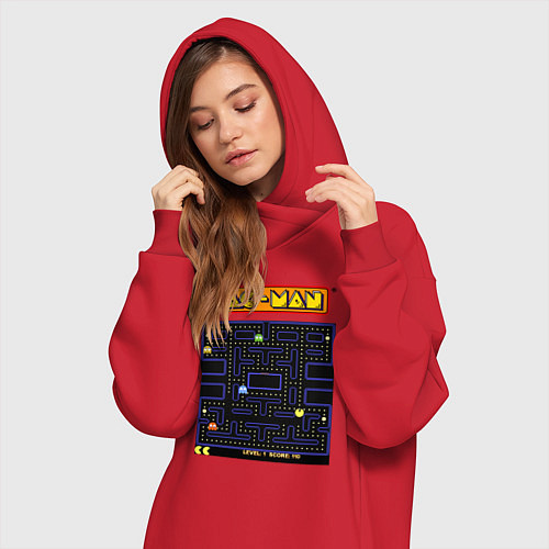 Женская толстовка-платье Pac-Man на ZX-Spectrum / Красный – фото 3