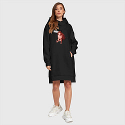 Женское худи-платье Чимс - человек бензопила - Мем, цвет: черный — фото 2