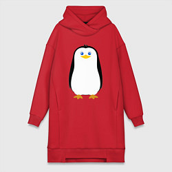 Женское худи-платье Красивый пингвин, цвет: красный