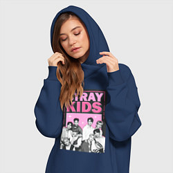 Женское худи-платье Stray Kids boy band, цвет: тёмно-синий — фото 2
