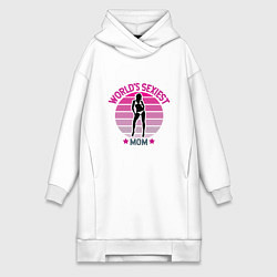 Женское худи-платье Сексуальная мама, цвет: белый