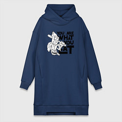 Женское худи-платье Ты то , что ешь, цвет: тёмно-синий