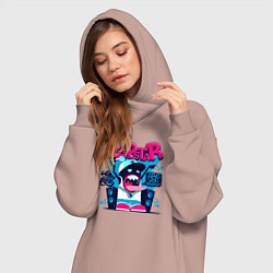 Женское худи-платье Человечек звезда рэпа, цвет: пыльно-розовый — фото 2