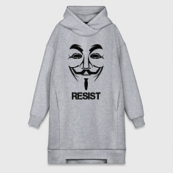 Женское худи-платье Guy Fawkes - resist, цвет: меланж