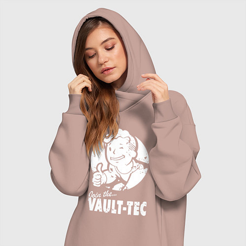 Женская толстовка-платье Vault boy - join the vault tec / Пыльно-розовый – фото 3