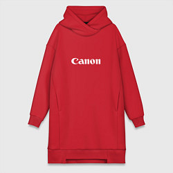 Женское худи-платье Canon - белый логотип, цвет: красный