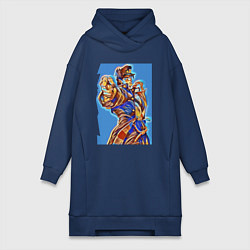 Женское худи-платье Дзётаро Кудзё - главный персонаж, цвет: тёмно-синий