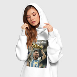 Женское худи-платье Lionel Messi - world champion - Argentina, цвет: белый — фото 2