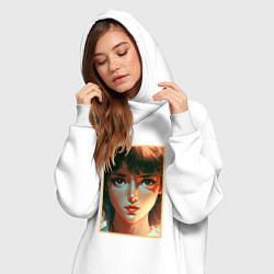 Женское худи-платье Чарующий портрет девушки, цвет: белый — фото 2