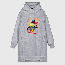Женское худи-платье Человечек с шляпой, цвет: меланж