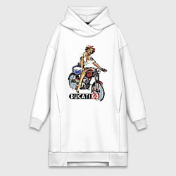 Женская толстовка-платье Красивая девушка на мотоцикле Ducati - retro