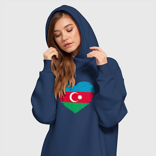 Женская толстовка-платье Сердце Азербайджана / Тёмно-синий – фото 3
