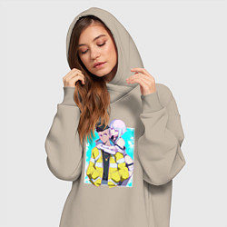 Женское худи-платье Дэвид и Люси обнимаются, цвет: миндальный — фото 2