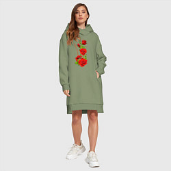 Женское худи-платье Прекрасная Каролина - букет из роз, цвет: авокадо — фото 2