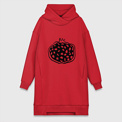 Женское худи-платье Гранат в разрезе скетч, цвет: красный