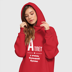 Женское худи-платье Атлет с очень большой буквы, цвет: красный — фото 2