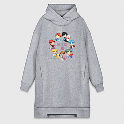 Женское худи-платье BTS Bangtan Toys, цвет: меланж