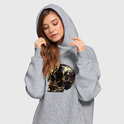 Женское худи-платье Золотой череп, цвет: меланж — фото 2