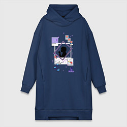 Женское худи-платье BTS Тэхен, цвет: тёмно-синий