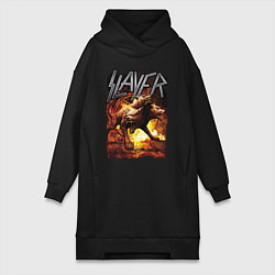 Женское худи-платье Slayer rock, цвет: черный