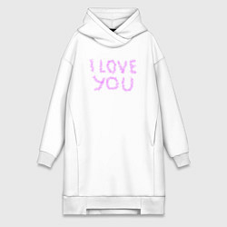 Женское худи-платье I love you art, цвет: белый
