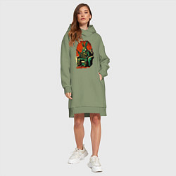 Женское худи-платье Диванные войска заяц, цвет: авокадо — фото 2