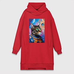 Женская толстовка-платье Кот в космосе - нейросеть