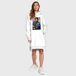 Женское худи-платье Джонни Депп - стимпанк - нейросеть, цвет: белый — фото 2