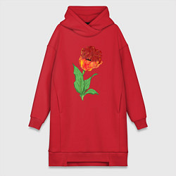 Женское худи-платье Весенний тюльпан, цвет: красный