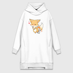 Женская толстовка-платье Милая лисичка подралась с мышкой