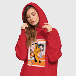 Женское худи-платье Кенма Козуме - Хайку, цвет: красный — фото 2