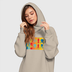 Женское худи-платье Звездный путь корабли, цвет: миндальный — фото 2