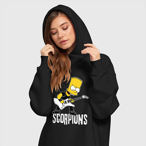 Женская толстовка-платье Scorpions Барт Симпсон рокер / Черный – фото 3