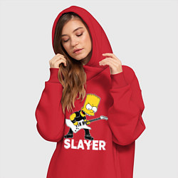 Женское худи-платье Slayer Барт Симпсон рокер, цвет: красный — фото 2