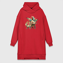 Женское худи-платье Зверёк аниме, цвет: красный