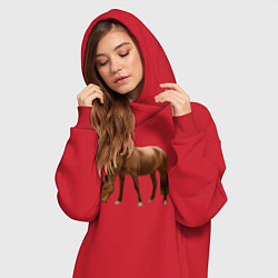 Женское худи-платье Датская теплокровная лошадь, цвет: красный — фото 2