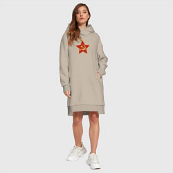 Женское худи-платье СССР звезда, цвет: миндальный — фото 2