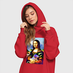 Женское худи-платье Mona Lisa with baby dragon, цвет: красный — фото 2